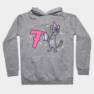 I am 7 with cat - girl birthday 7 years old Hoodie